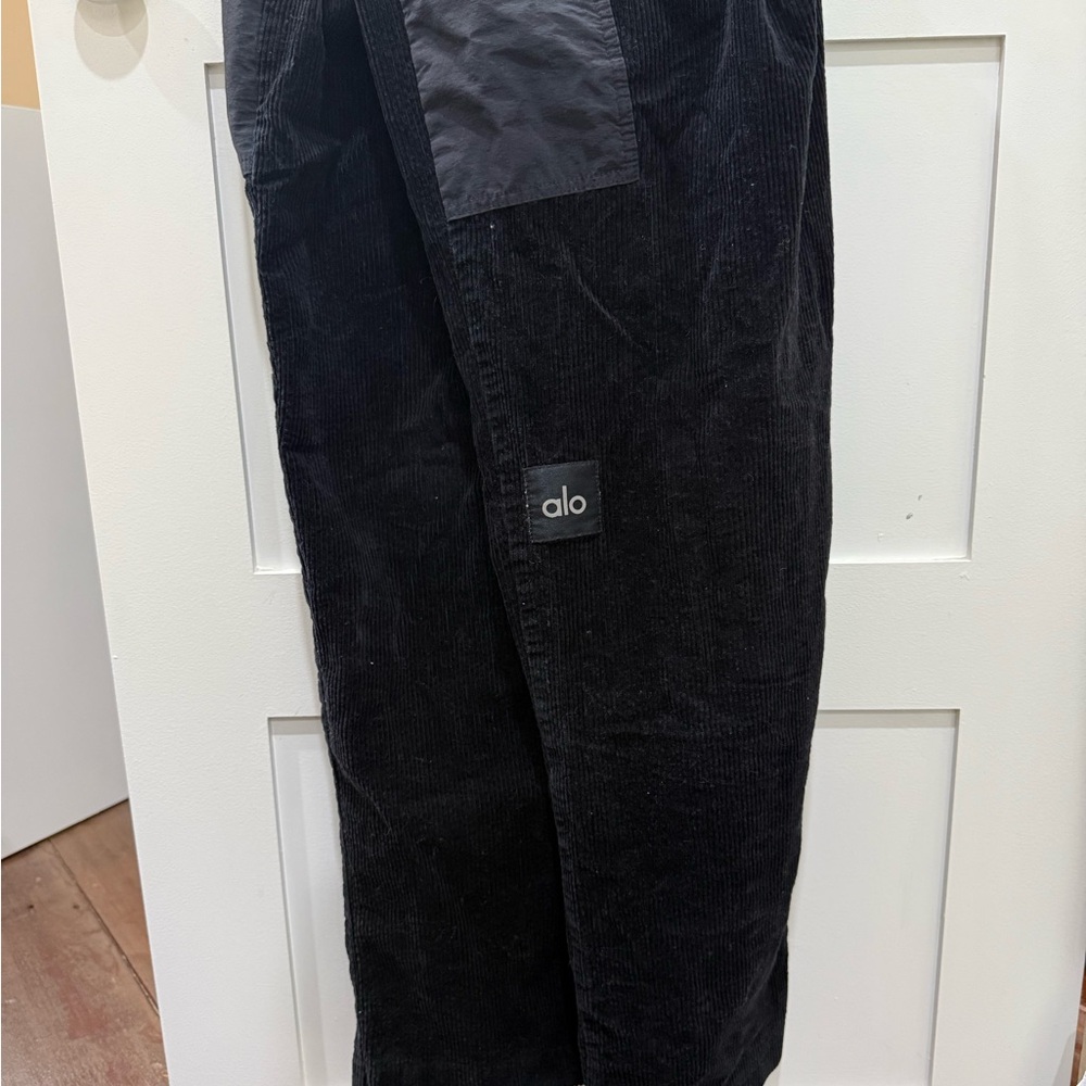 ALO Yoga Black Corduroy district Pants with Straight Fit